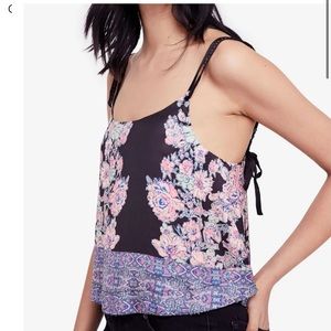 Free People Black Silk Floral Cami